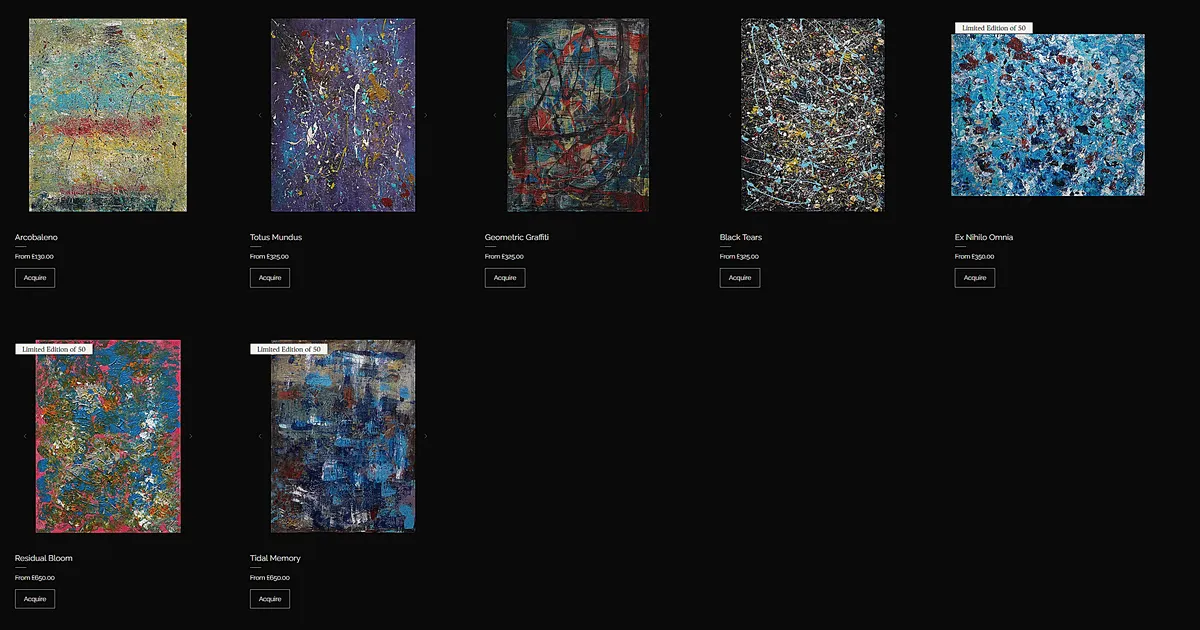 A selection of original abstract paintings by contemporary artist Octavia Wild