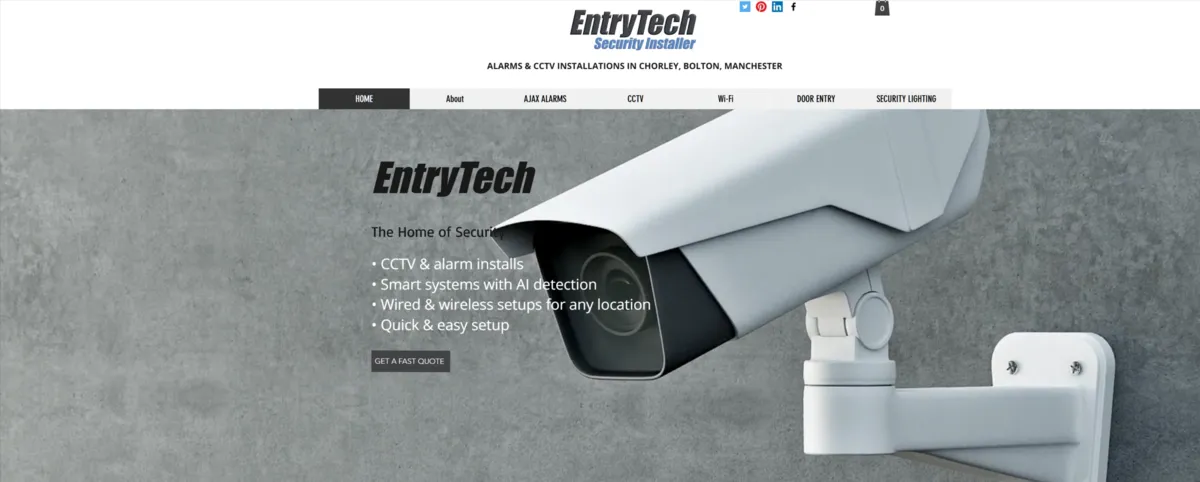 EntryTech CCTV and alarm installation Wix SEO case study in Chorley, Lancashire