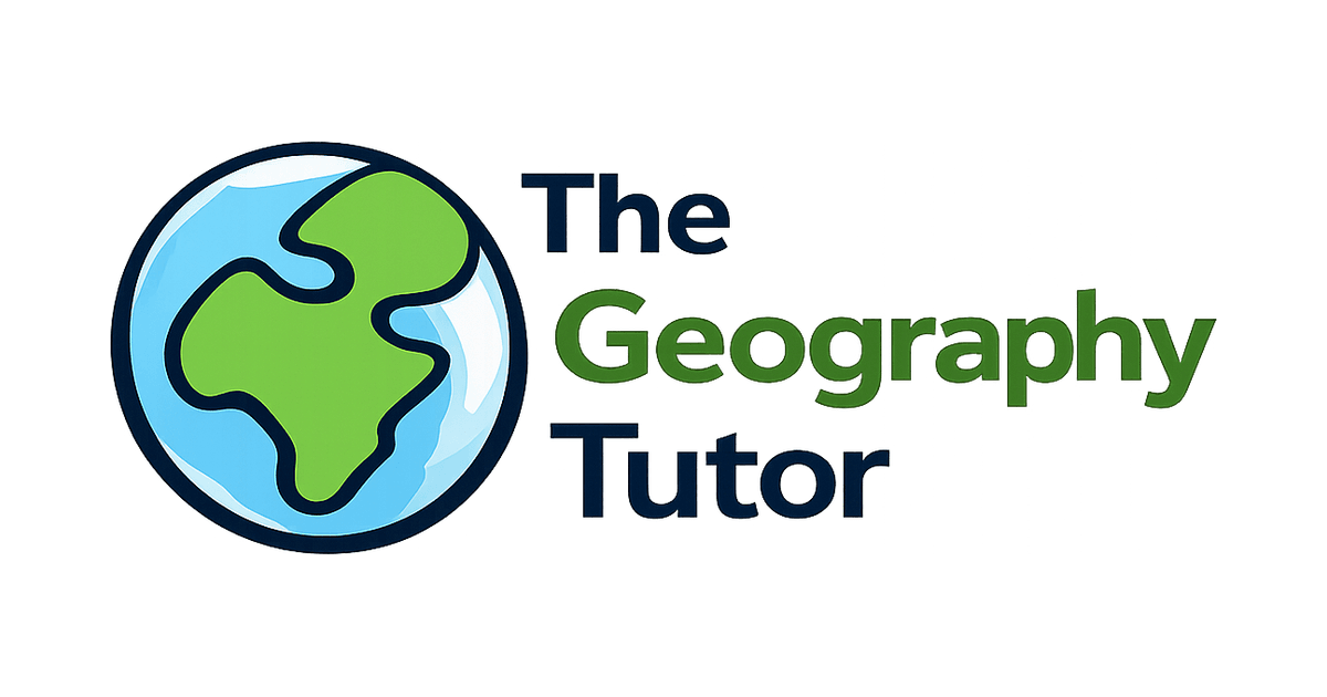 The Geography Tutor logo, a cartoon globe beside the words The Geography Tutor
