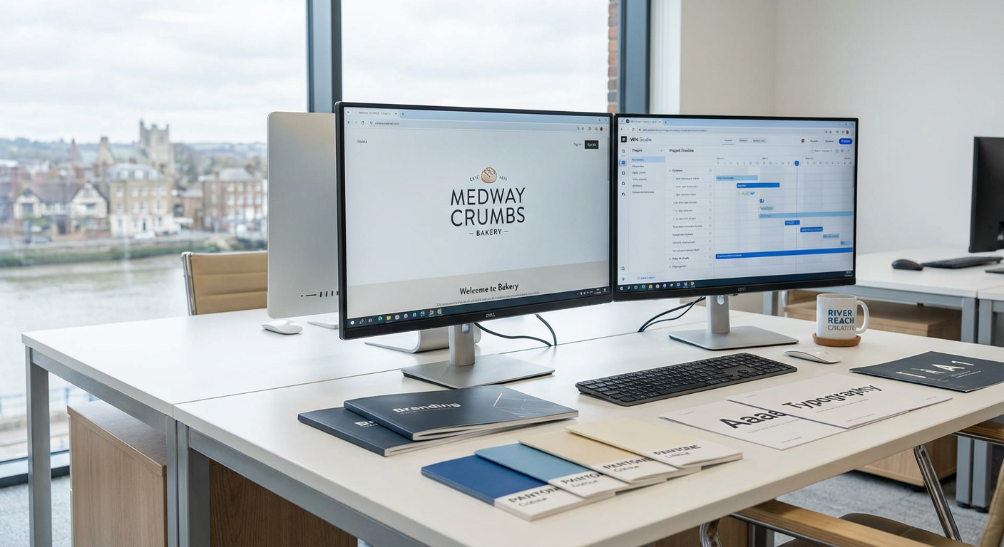 WebOws Design web design studio workspace showing Wix Studio website design for clients in Gillingham, Rochester, Chatham, Strood and Rainham, Medway, Kent