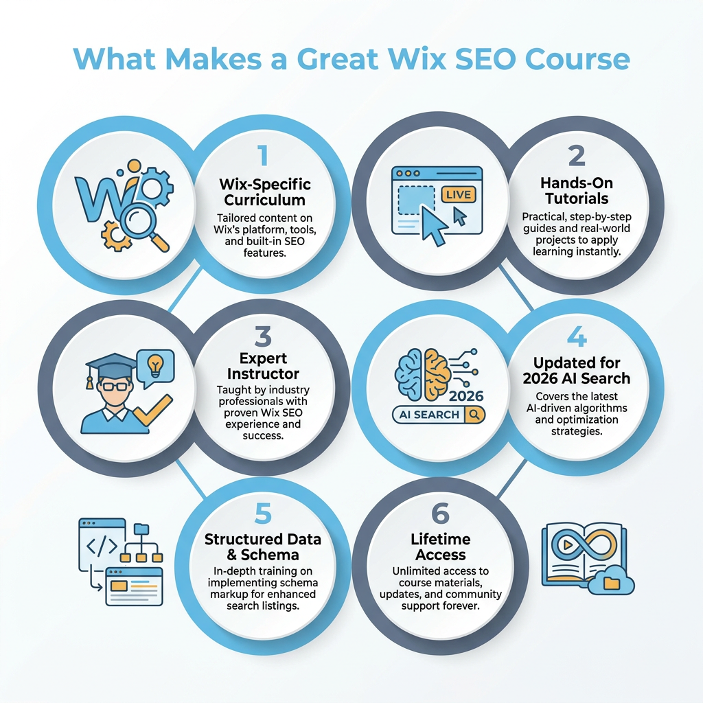 Six pillars of a great Wix SEO course